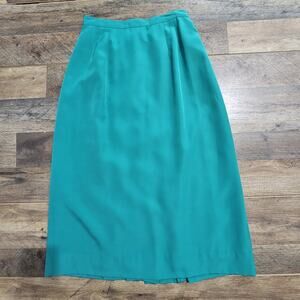 Vintage Boston Traveler Pencil Skirt Green 10 Pleated Back Career Corpcore Basic